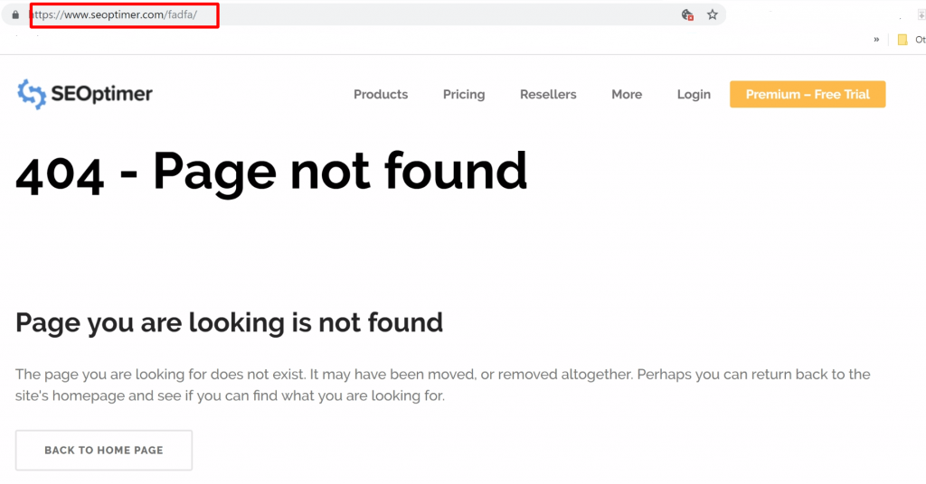 Messaggio di errore 404 pagina non trovata